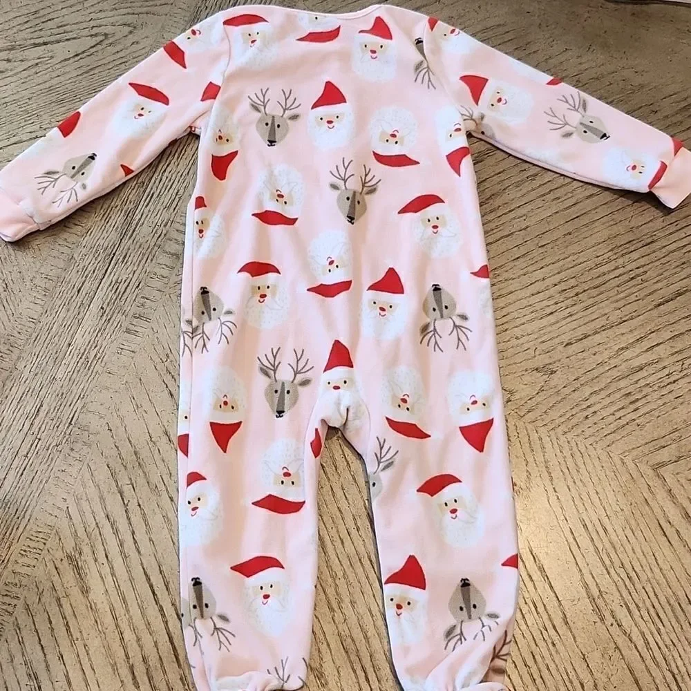 3T girls  Santa footed zip up onsie Carters
